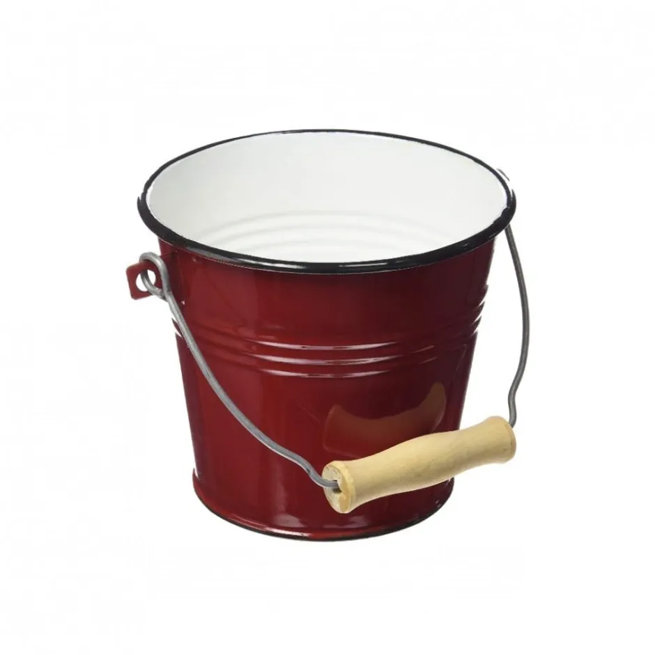 Balde con Asa 1,5lt Acero Esmaltado Rojo 14cm Ibili
