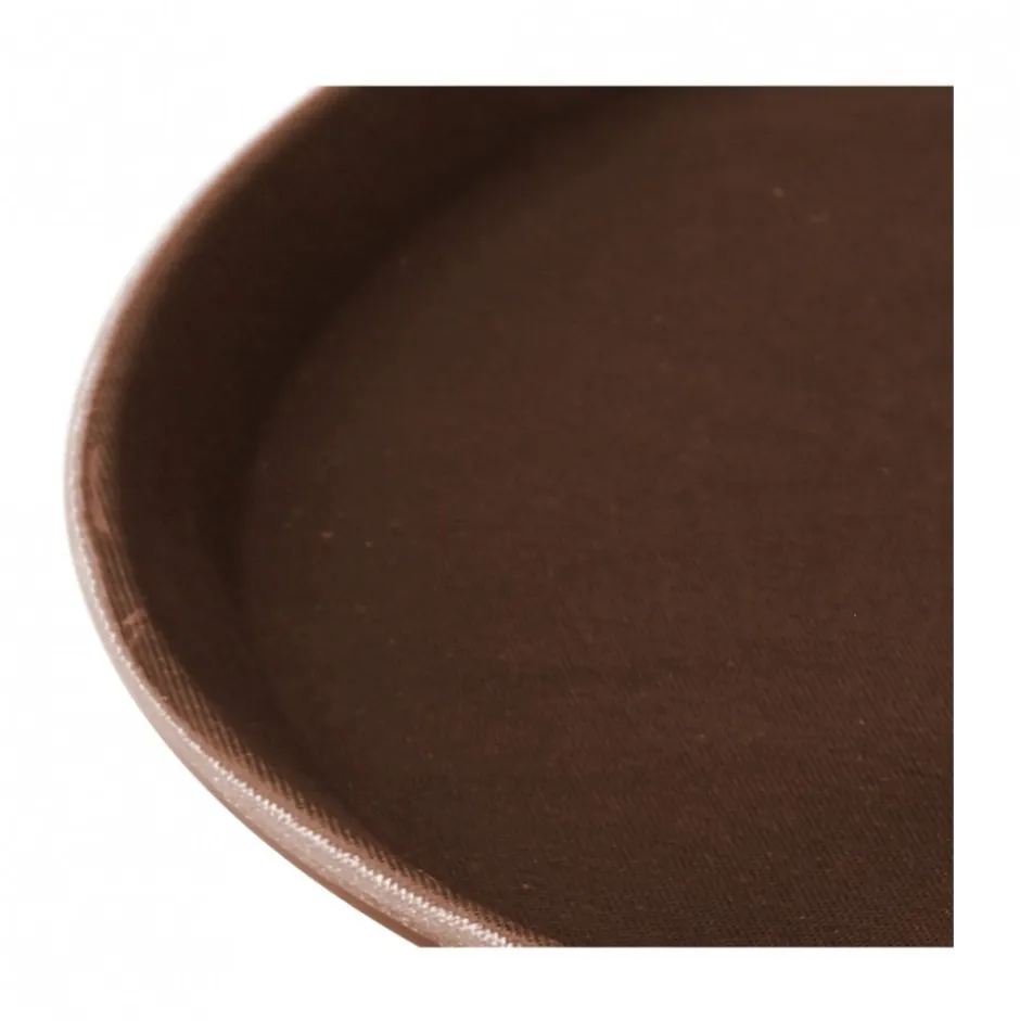 Bandeja antideslizante 40cm plast redonda café Rinox
