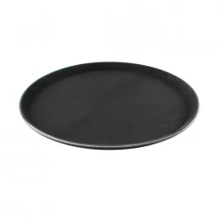 Bandeja Antideslizante Plástico 40 cm Redonda Negra Wolfen