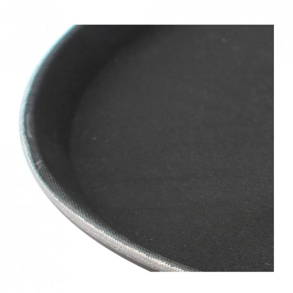 Bandeja Antideslizante Plástico 40 cm Redonda Negra Wolfen