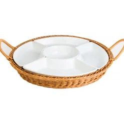Bandeja de Mimbre Redonda 5 Divisiones 42cm Banket Wolfen