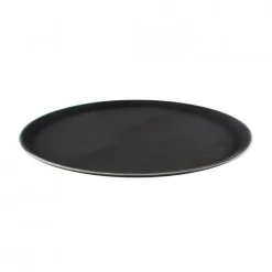 Bandeja Ovalada Antideslizante Plástico Negro Wolfen 63x52 cm