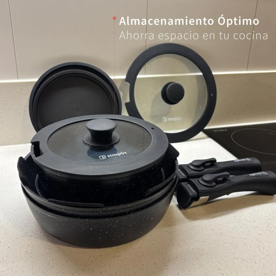 Batería de Cocina Antiadherente Oxford Granito 15pzs Simplit
