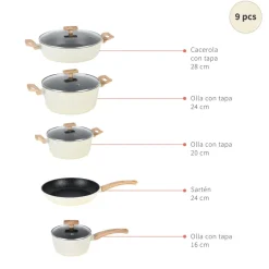 Batería de Cocina 9 piezas Antiadherente Savannah Simplit