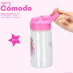 Botella Agua Niños Barbie Love 420ml con Bombilla UMA