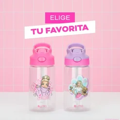 Botella Agua Niños Barbie Love 420ml con Bombilla UMA