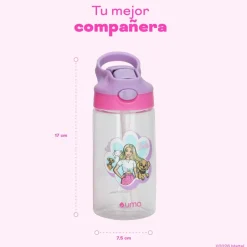 Botella Agua Niños Barbie & Pets 420ml con Bombilla UMA