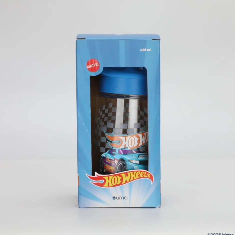 Botella Agua Niños Hot Wheels Race 420ml con Bombilla UMA