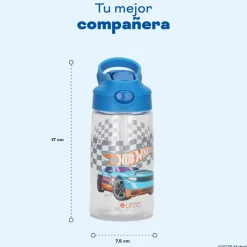 Botella Agua Niños Hot Wheels Race 420ml con Bombilla UMA