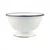 Bowl con Pie Acero Esmaltado Blanco y Azul 12cm Ibili