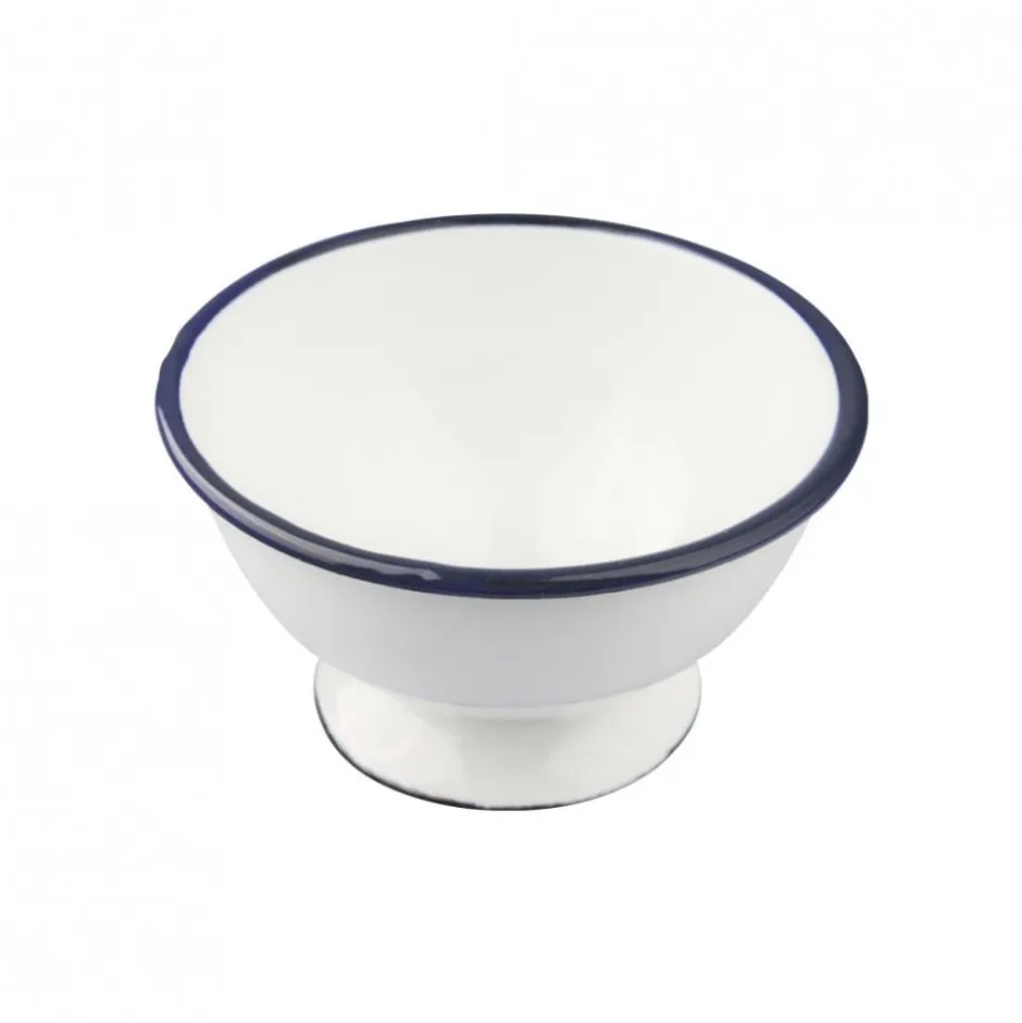 Bowl con Pie Acero Esmaltado Blanco y Azul 12cm Ibili