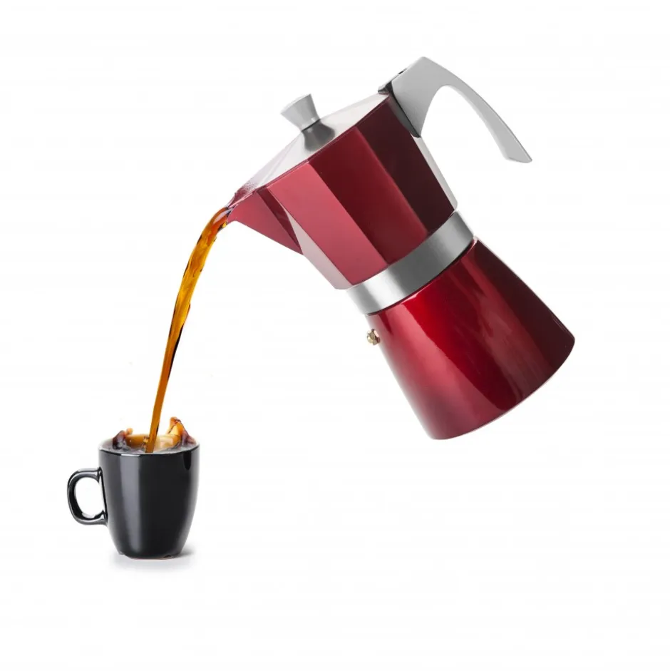 Cafetera Italiana Express 600ml Aluminio Roja Evva Ibili