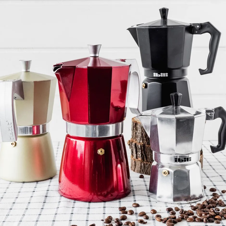 Cafetera Italina Express Aluminio 300ml Bahia Roja Ibili