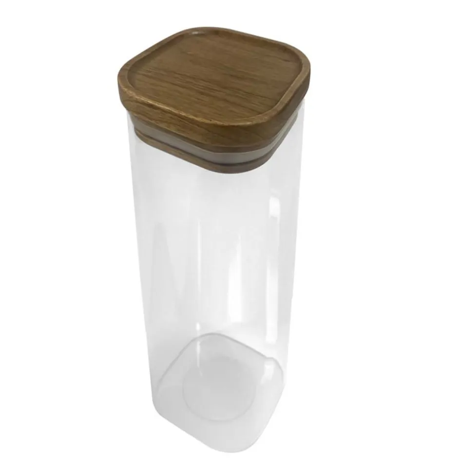 Canister de Borosilicato con Tapa de Madera 10x20cm Lugano