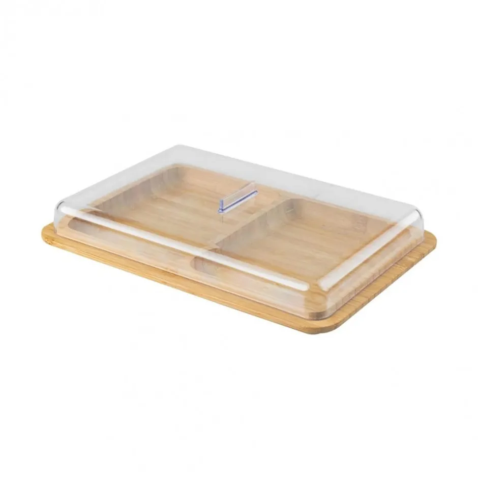 Contenedor Doble para Jamón y Queso Bambú OU