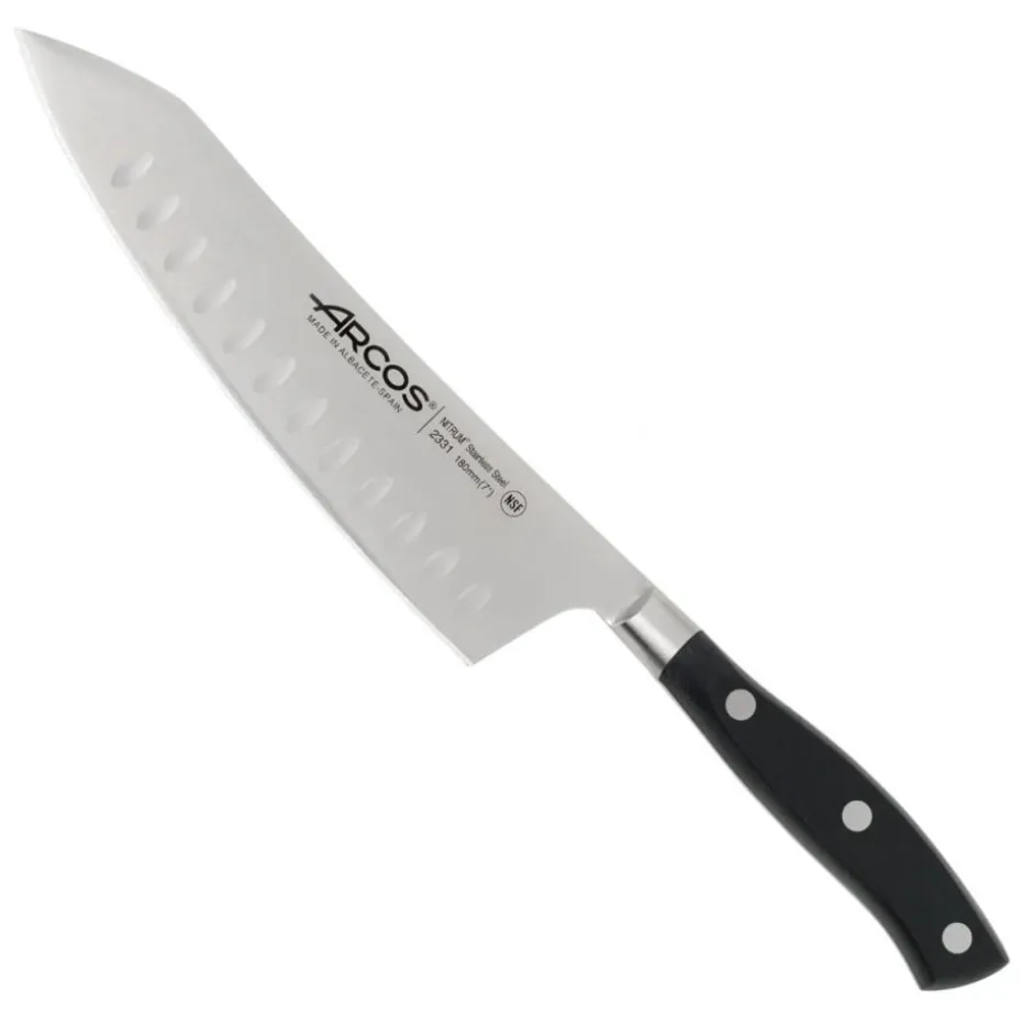 Cuchillo Santoku 18 cm Riviera Negro Arcos