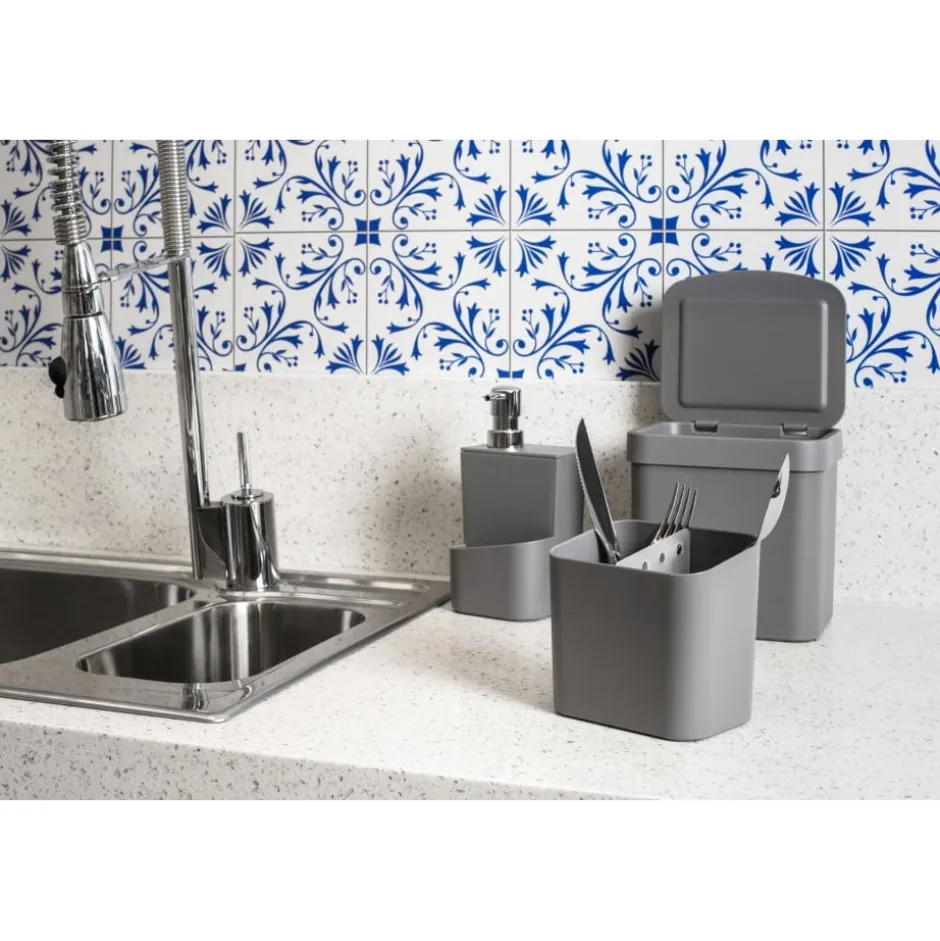 Dispensador Lavaloza con Porta Esponja Gris 0,650lt OU