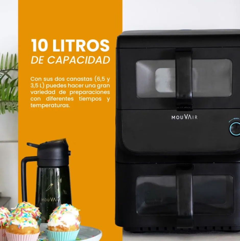 Freidora de Aire Duo 10lt Negra Mouvair
