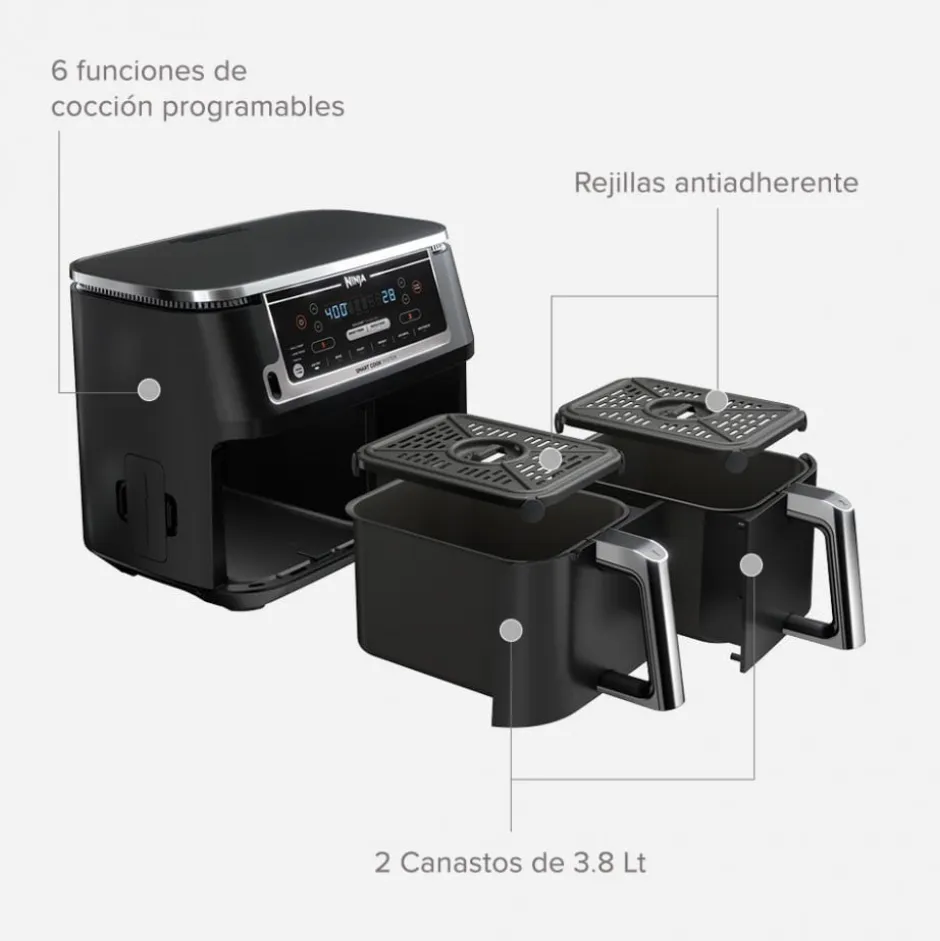 Freidora de aire Ninja doble 6 en 1 7.6 Lt