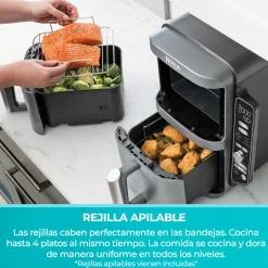 Freidora de Aire Ninja Vertical Double Basket 9,5L Gris XL