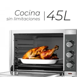 Horno Eléctrico 45lt Acero Inoxidable Silver Series KIitchen-It