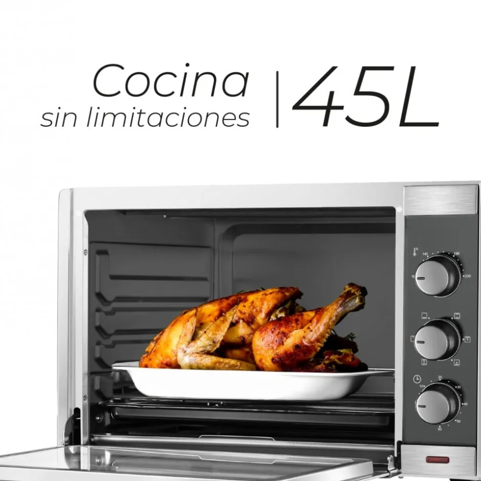 Horno Eléctrico 45lt Acero Inoxidable Silver Series KIitchen-It