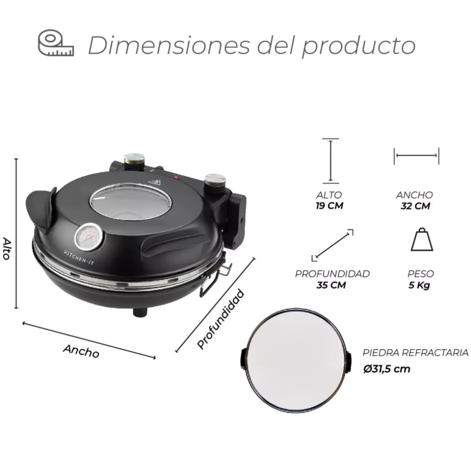 Horno para Pizza a la Piedra Black Edition Kitchen-it