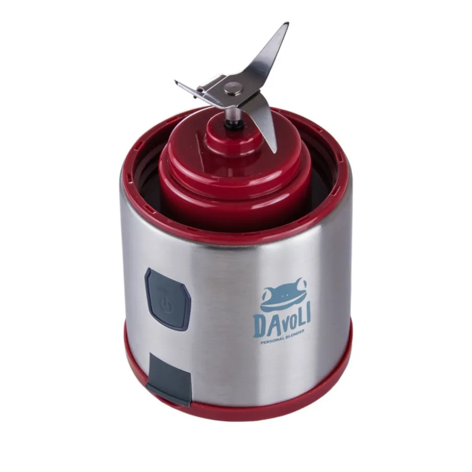 Licuadora Electrica Portátil Vaso de Vidrio 450ml Rojo Spow Davoli