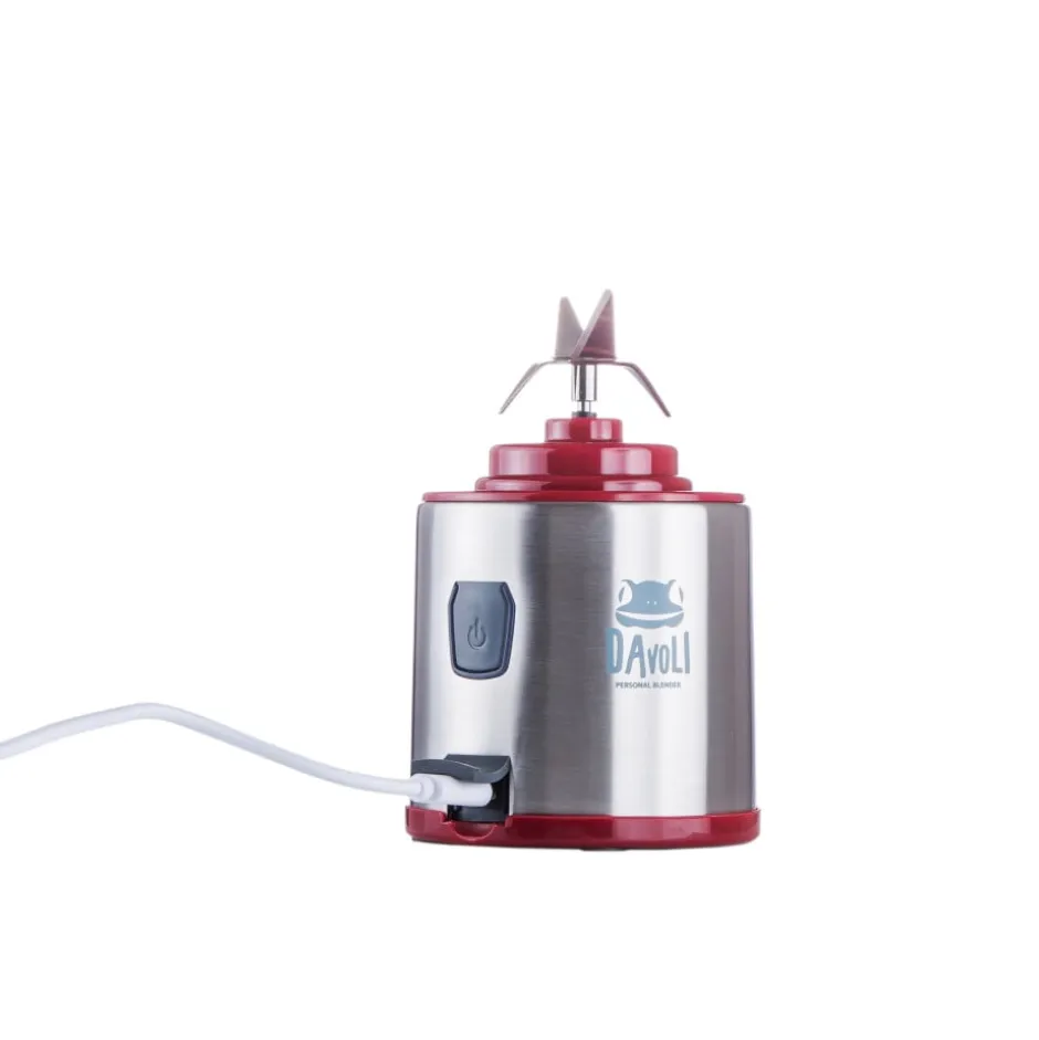 Licuadora Electrica Portátil Vaso de Vidrio 450ml Rojo Spow Davoli
