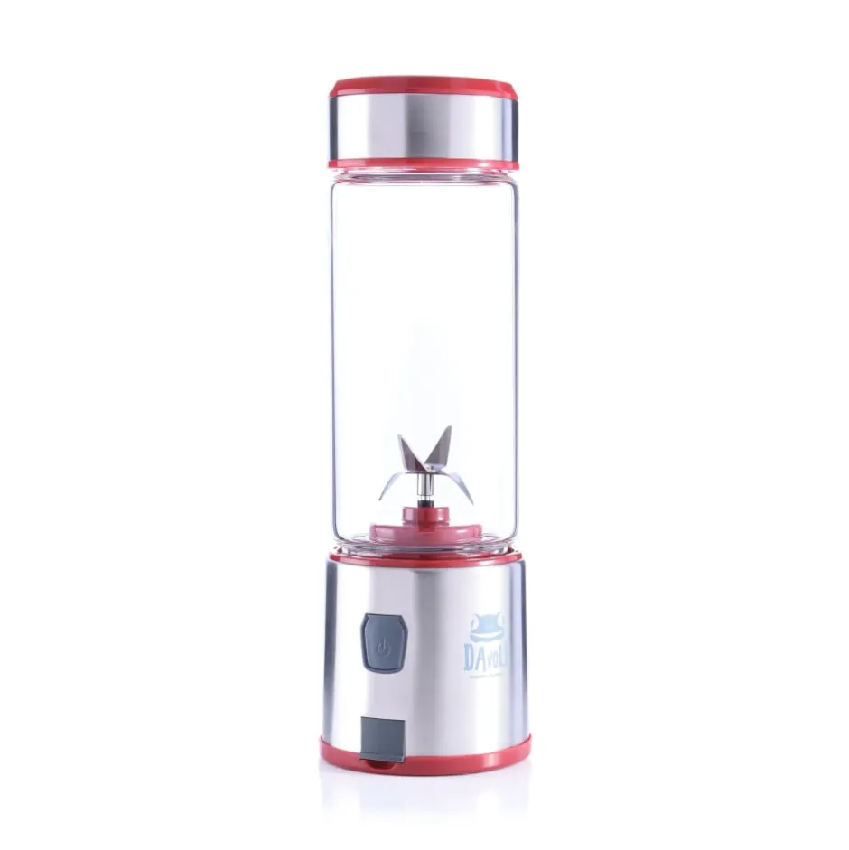 Licuadora Electrica Portátil Vaso de Vidrio 450ml Rojo Spow Davoli