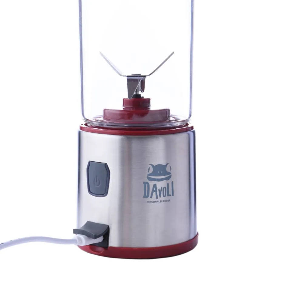 Licuadora Electrica Portátil Vaso de Vidrio 450ml Rojo Spow Davoli