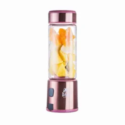 Licuadora Electrica Portátil Vaso de Vidrio 450ml Rosada Spow Davoli