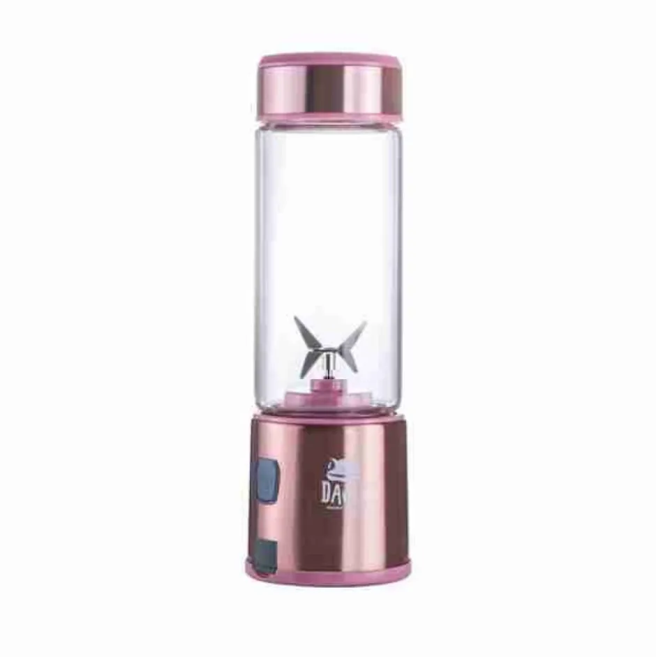 Licuadora Electrica Portátil Vaso de Vidrio 450ml Rosada Spow Davoli