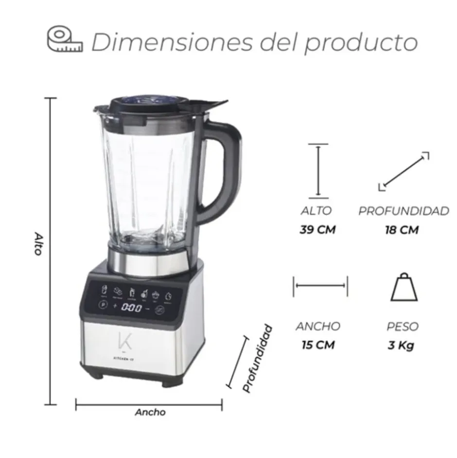 Licuadora 1200W 10 Velocidades Smart System Kitchen-it