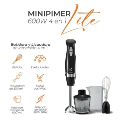 Minipimer Lite 600W 4 en 1Kitchen-it