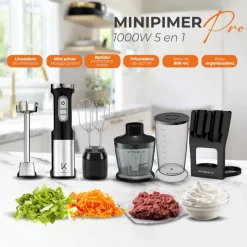 Minipimer 1000W Pro 5 en 1 Kitchen-it