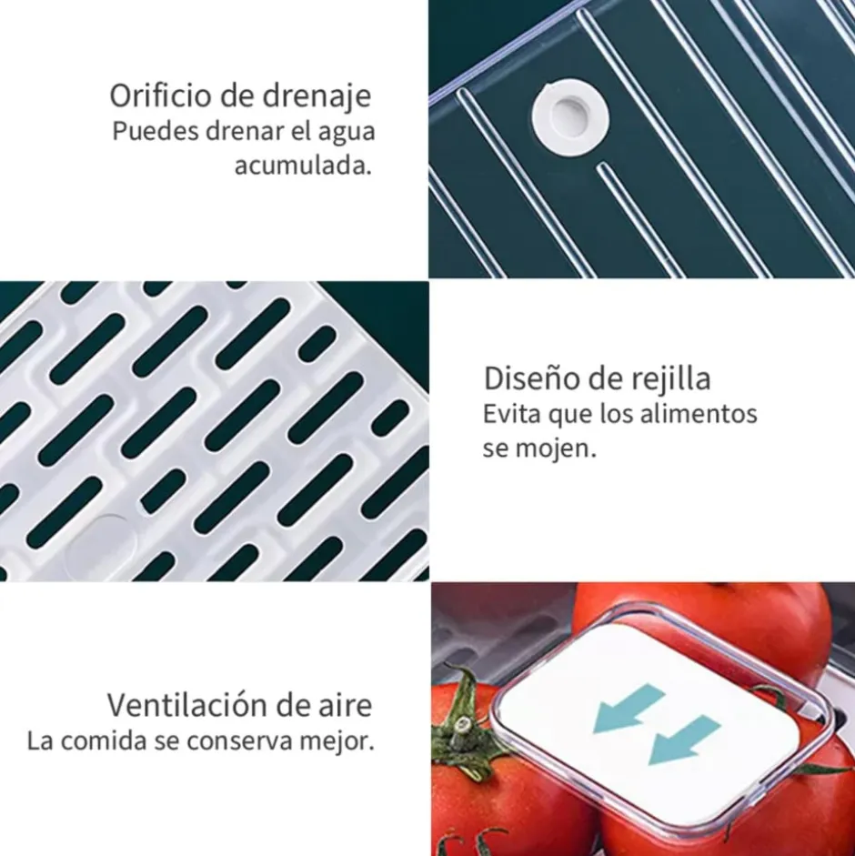Organizador Refrigerador con Drenaje Grande Simplit