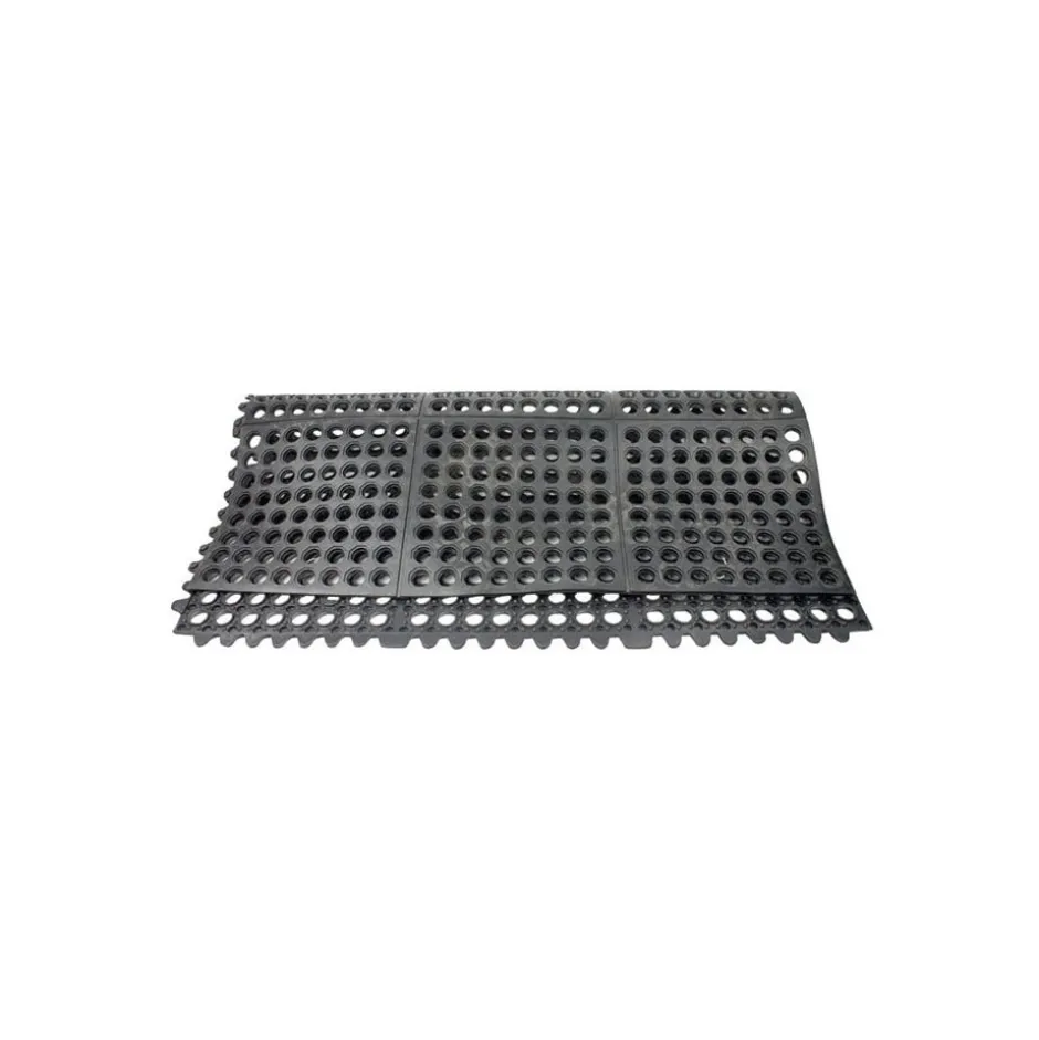 Piso Antifatiga 90x90cm Negro Interlock Rbmi-33K