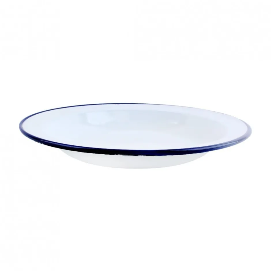 Plato Bajo Acero Esmaltado Blanco/Azul 26cm Ibili