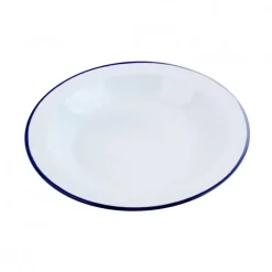 Plato Bajo Acero Esmaltado Blanco/Azul 26cm Ibili