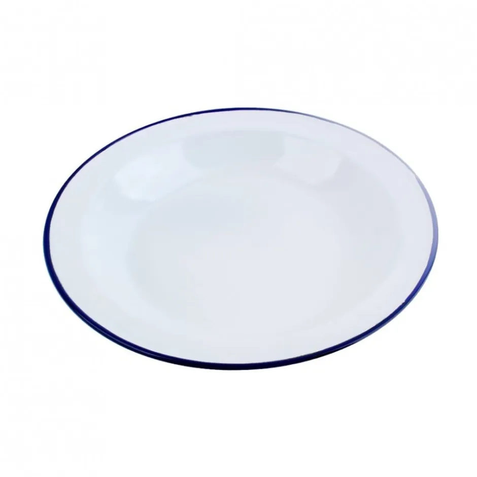Plato Bajo Acero Esmaltado Blanco/Azul 26cm Ibili