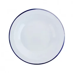 Plato Bajo Acero Esmaltado Blanco/Azul 26cm Ibili