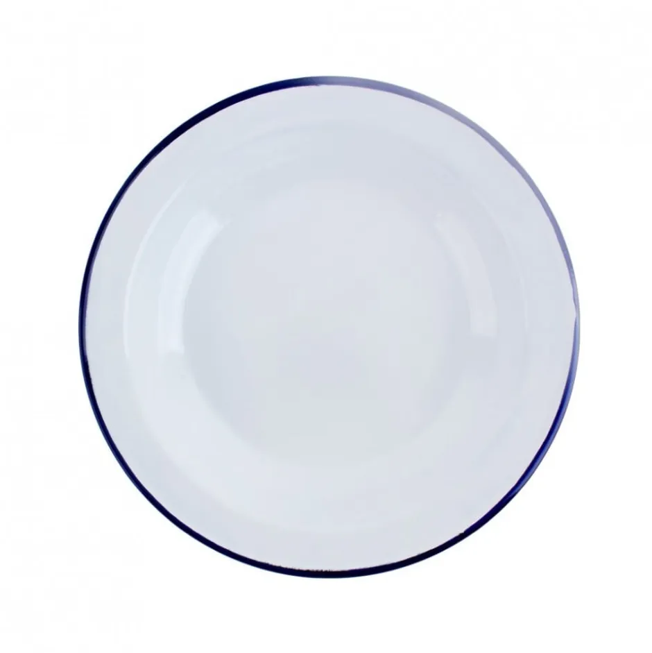 Plato Bajo Acero Esmaltado Blanco/Azul 26cm Ibili