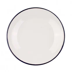 Plato Bajo Acero Esmaltado Blanco y Azul 24cm Ibili