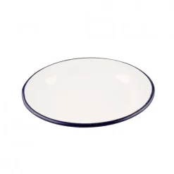 Plato Bajo Acero Esmaltado Blanco y Azul 24cm Ibili