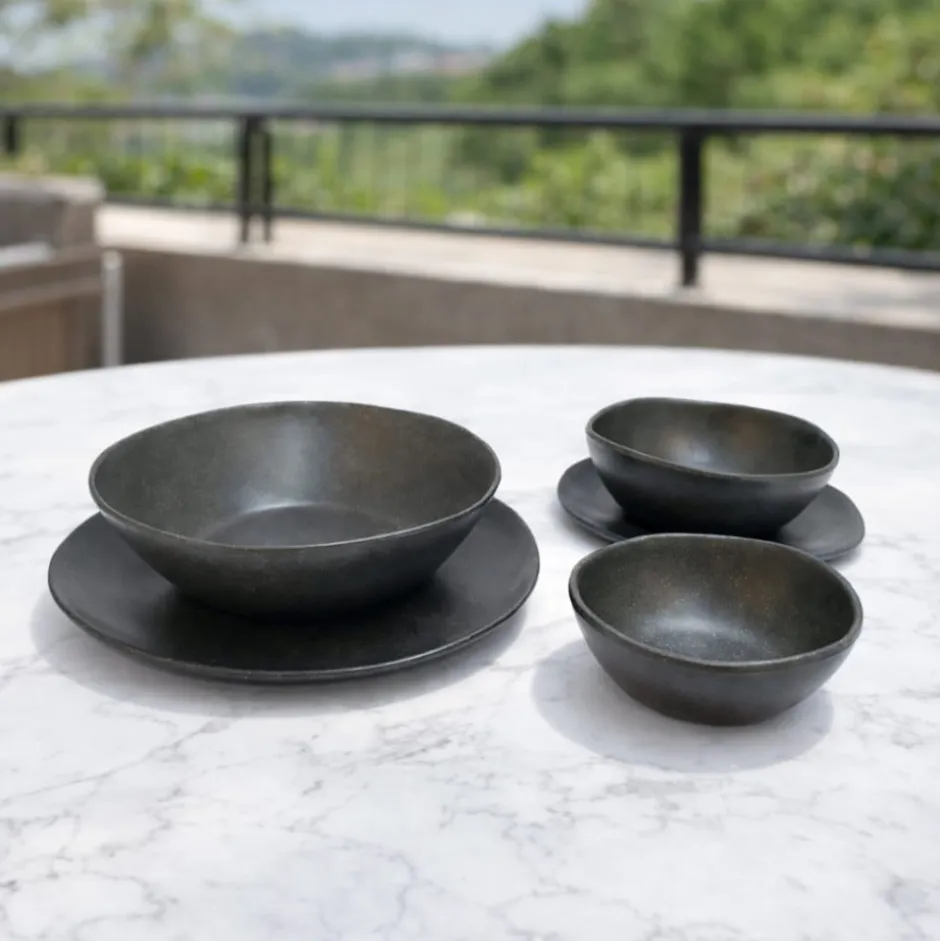 Plato Bajo Melamina Grafito 20cm Lugano