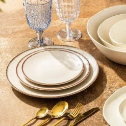 Plato Bajo Melamina Ivory 23cm Diseño Borde Lugano