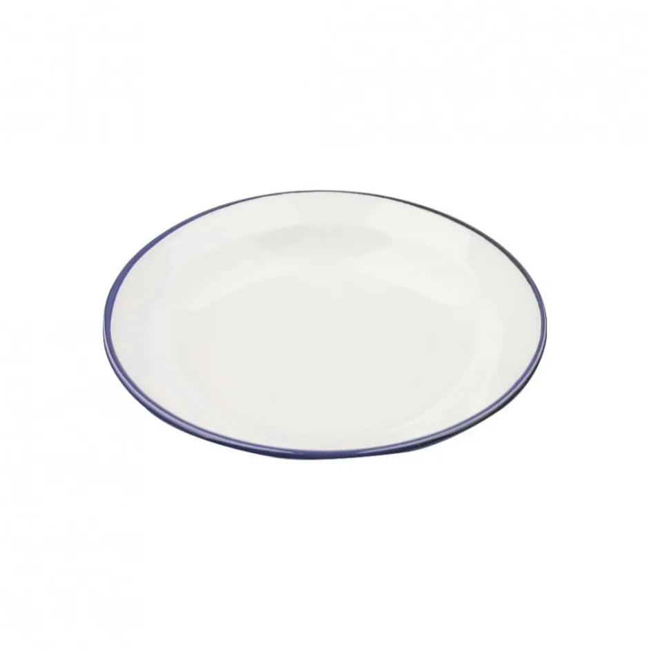 Plato Hondo Acero Esmaltado Blanco y Azul 24cm Ibili