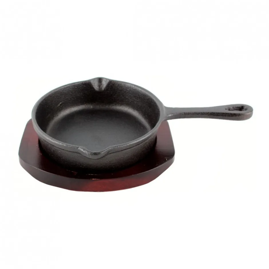 Sartén de Fierro 13cm con Base de Madera Lugano