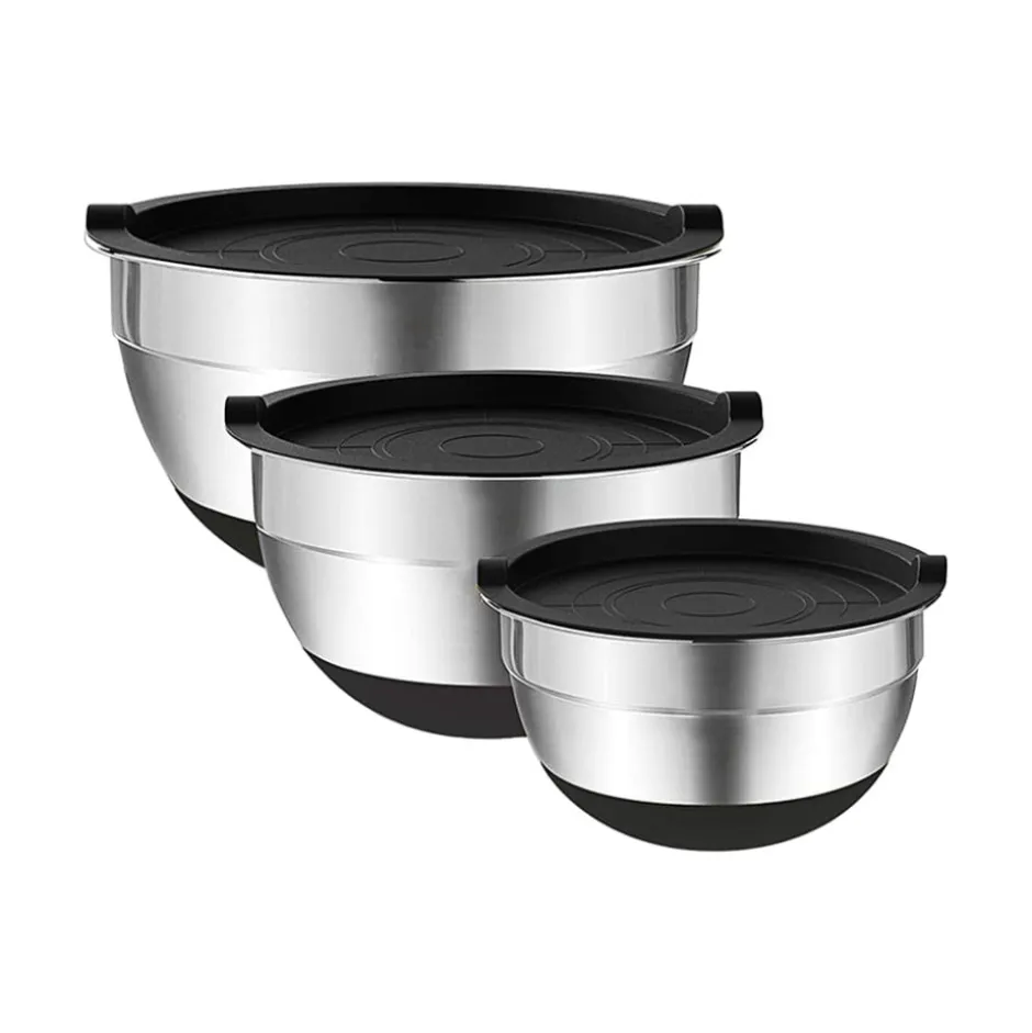 Set 3 Bowls con Tapa Acero Inoxidable Antideslizante Simplit
